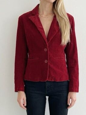 Wilsons Leather Red Velvet Blazer Medium